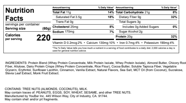 Horchata Protein Bar-20g of Protein (3ct)